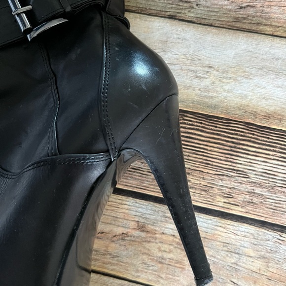 NINE WEST Reindeero Genuine Black Leather Boots Size 6 - Picture 4 of 11